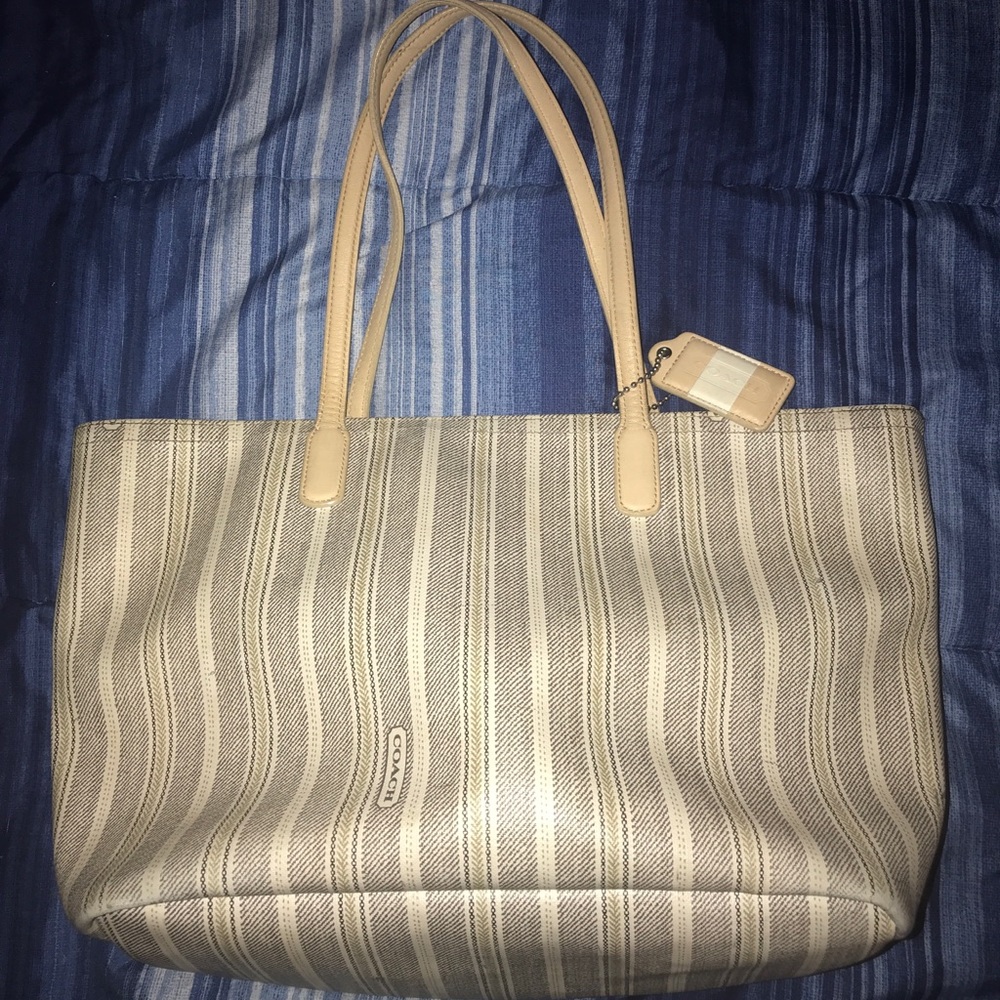 Coach legacy weekend ticking stripe tote
